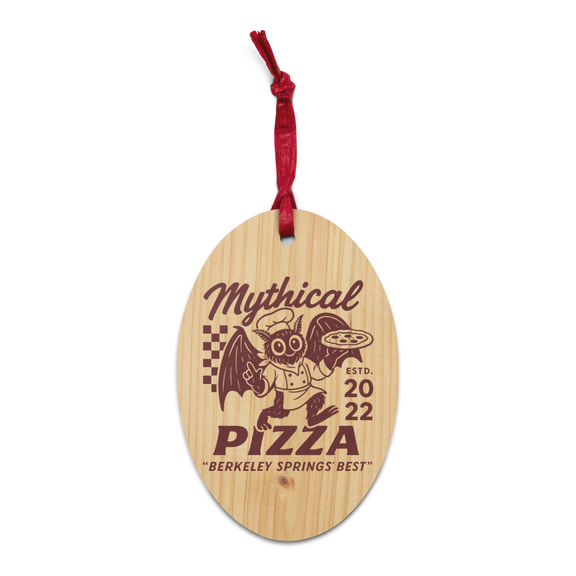 Mythical Pizza Retro Wooden Ornament